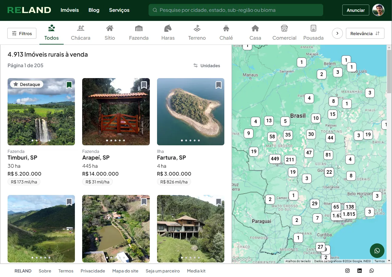 Busca com mapa