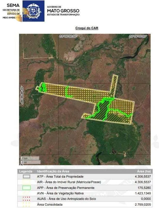 Farm for sale of 19,768 acres in Luciara, MT, Brazil