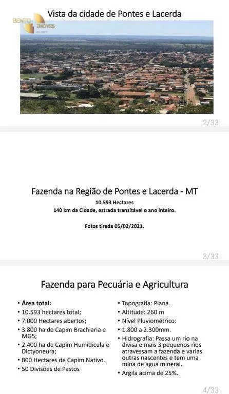 Fazenda à venda de 10.593 ha em Pontes e Lacerda, MT, Brasil