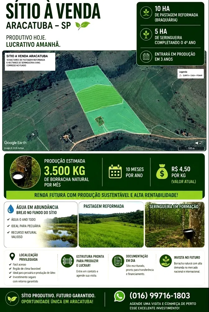 Sítio à venda de 16 ha em Araçatuba, SP, Brasil