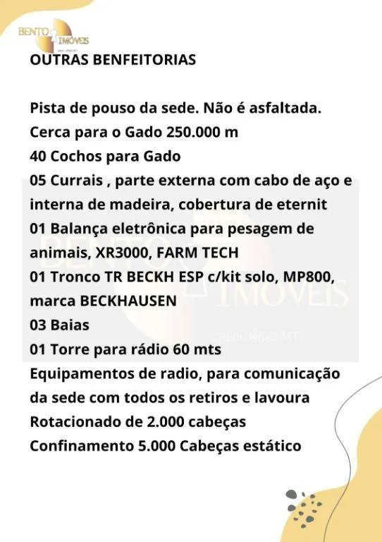 Farm for sale of 96,371 acres in Confresa, MT, Brazil