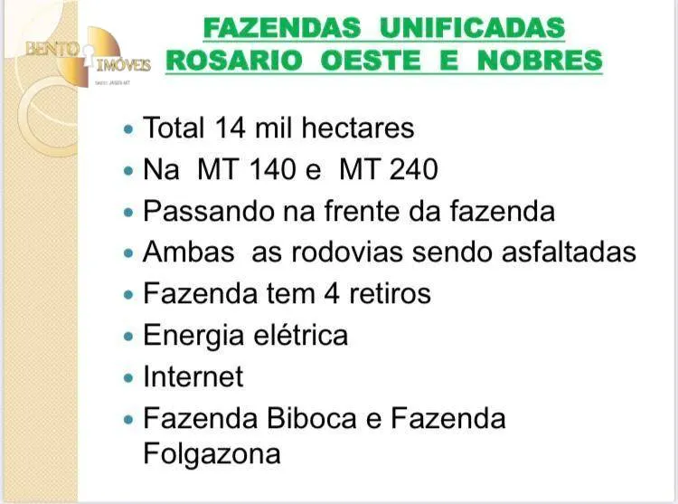Fazenda à venda de 14.000 ha em Rosário Oeste, MT, Brasil