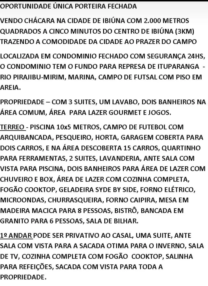Chácara à venda de 2.000 m² em Ibiúna, SP, Brasil