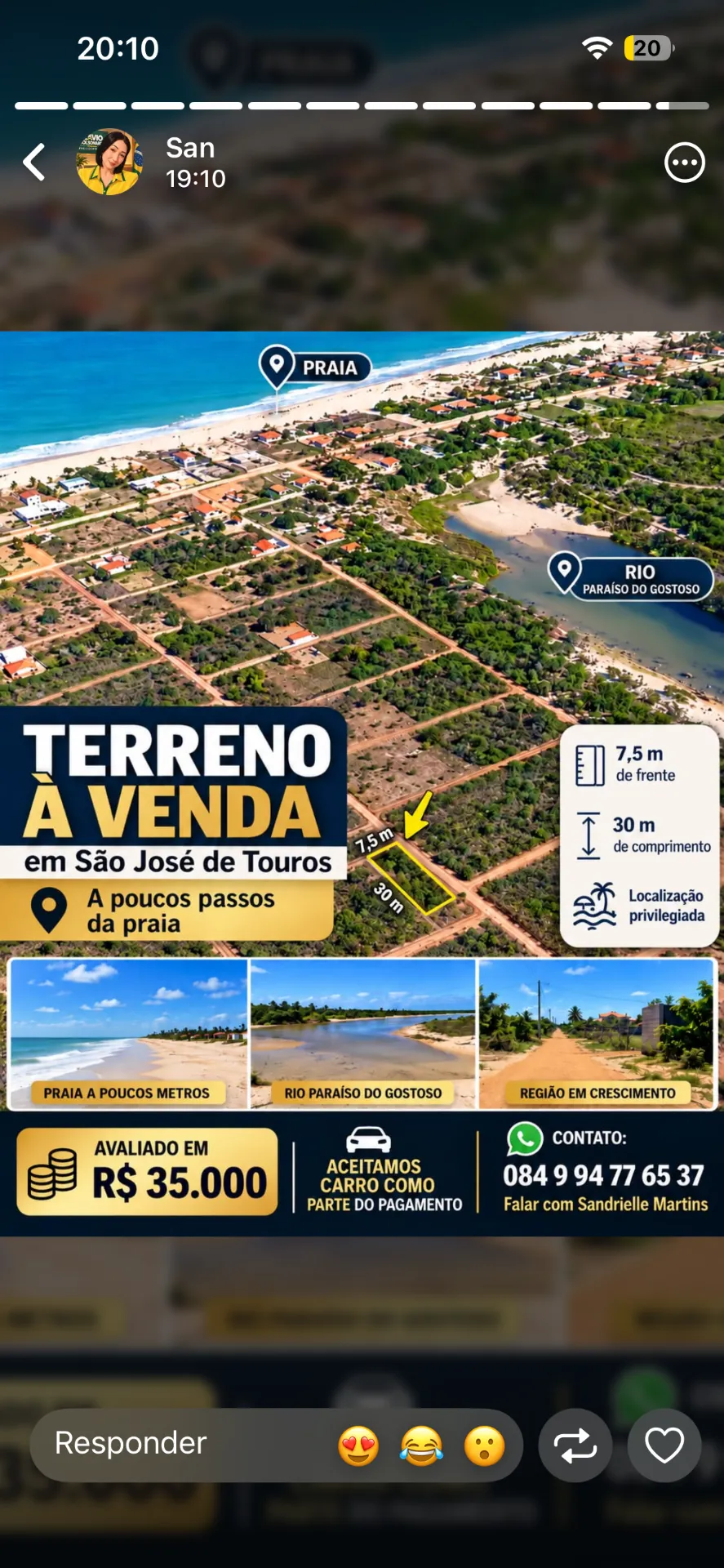 Terreno à venda de 225 m² em São Miguel do Gostoso, RN, Brasil