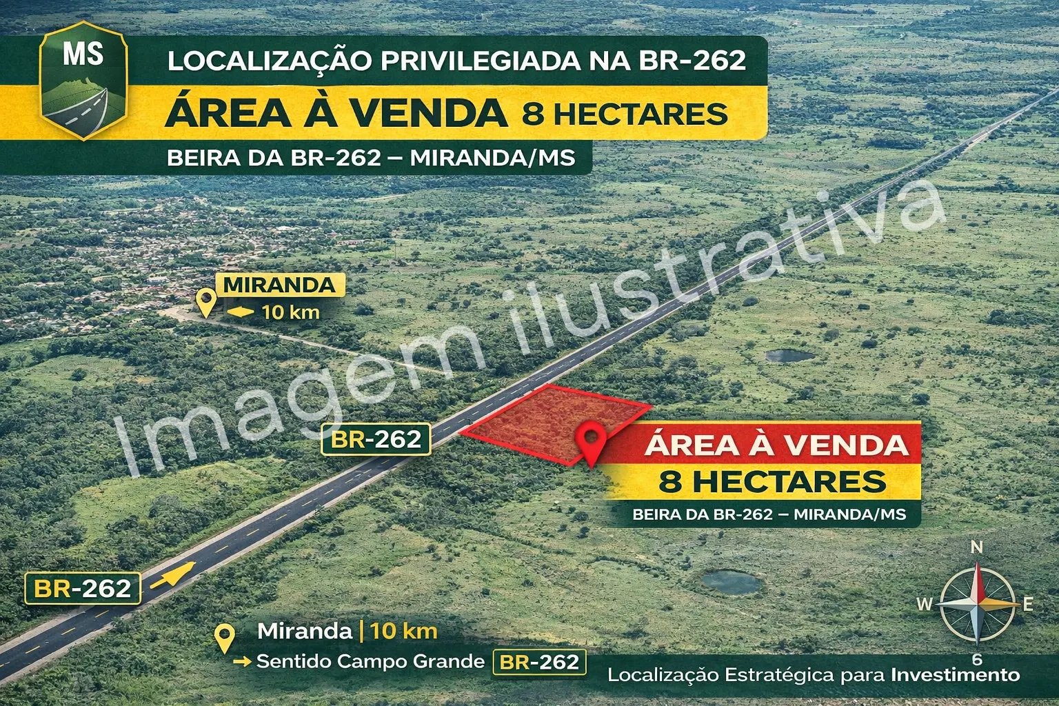 Plot for sale of 20 acres in Miranda, MS, Brazil