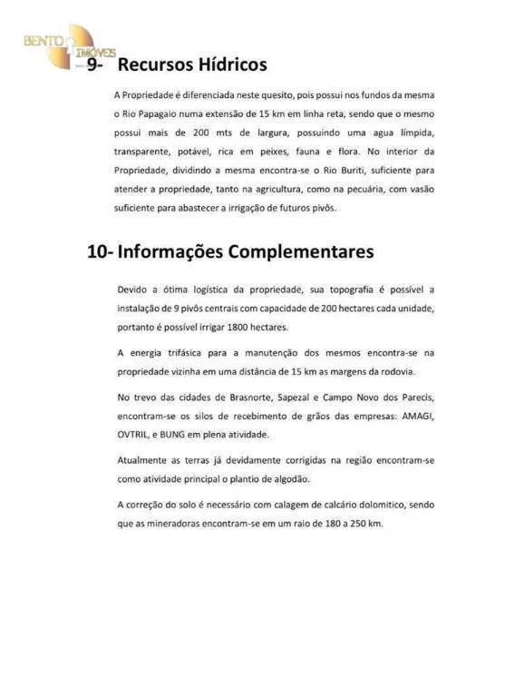 Farm for sale of 11,120 acres in Brasnorte, MT, Brazil