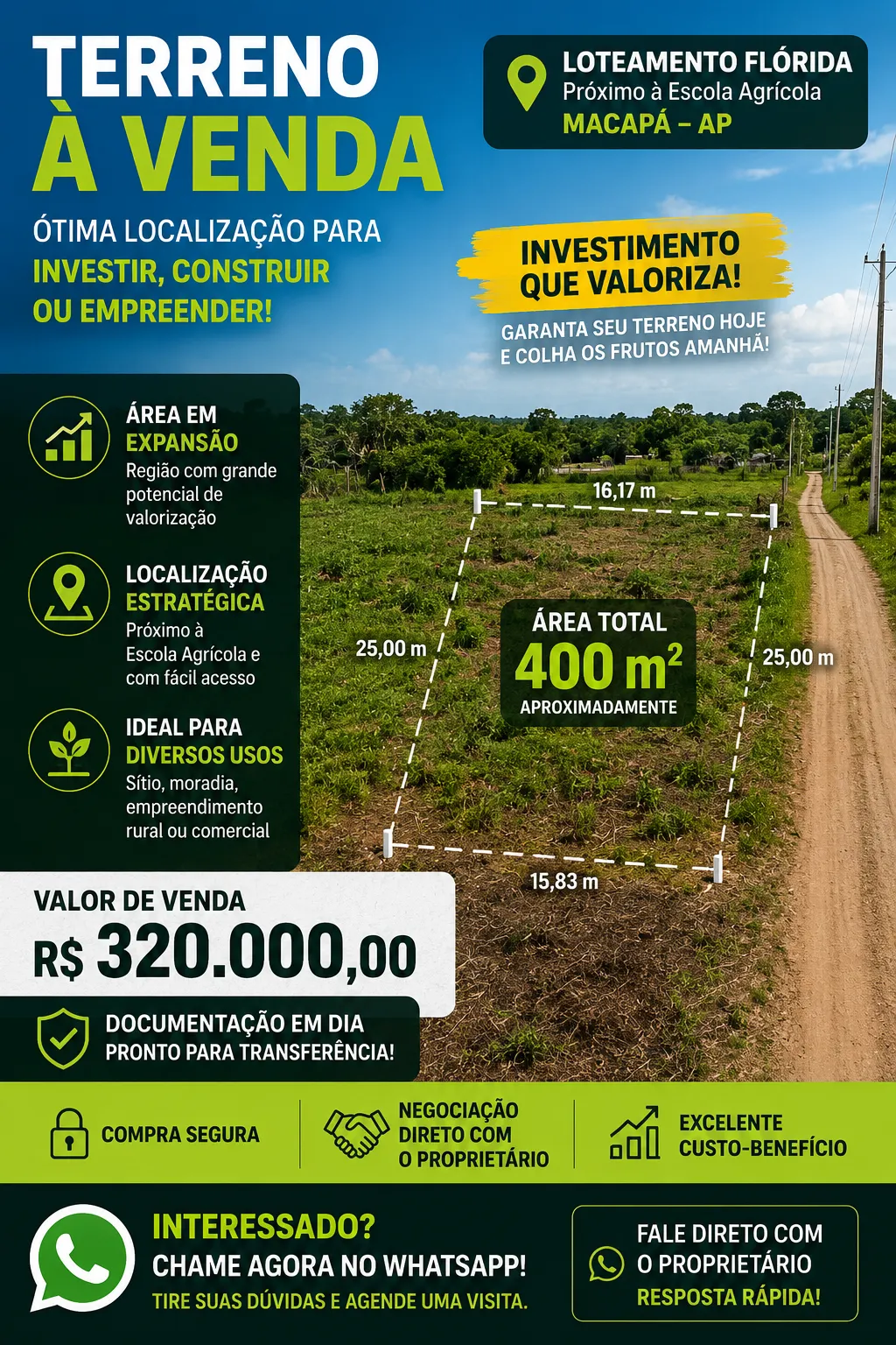 Terreno à venda e em leilão de 400 m² em Macapá, AP, Brasil