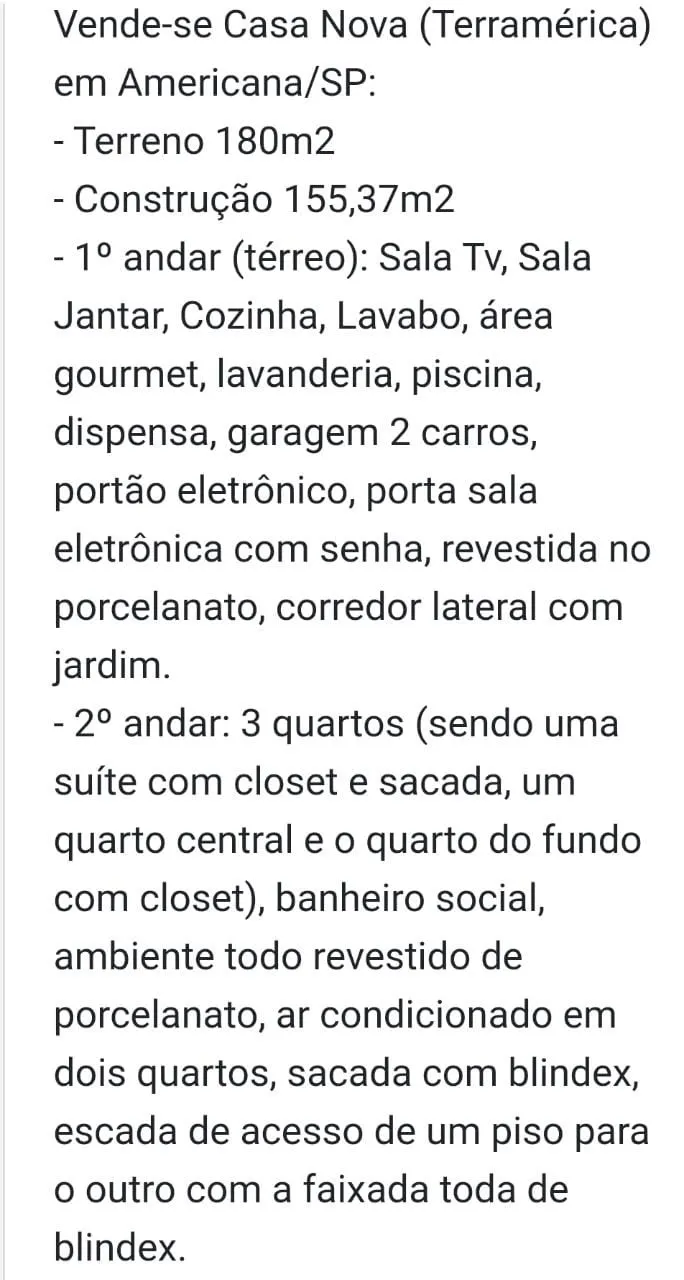 Casa à venda de 180 m² em Americana, SP, Brasil