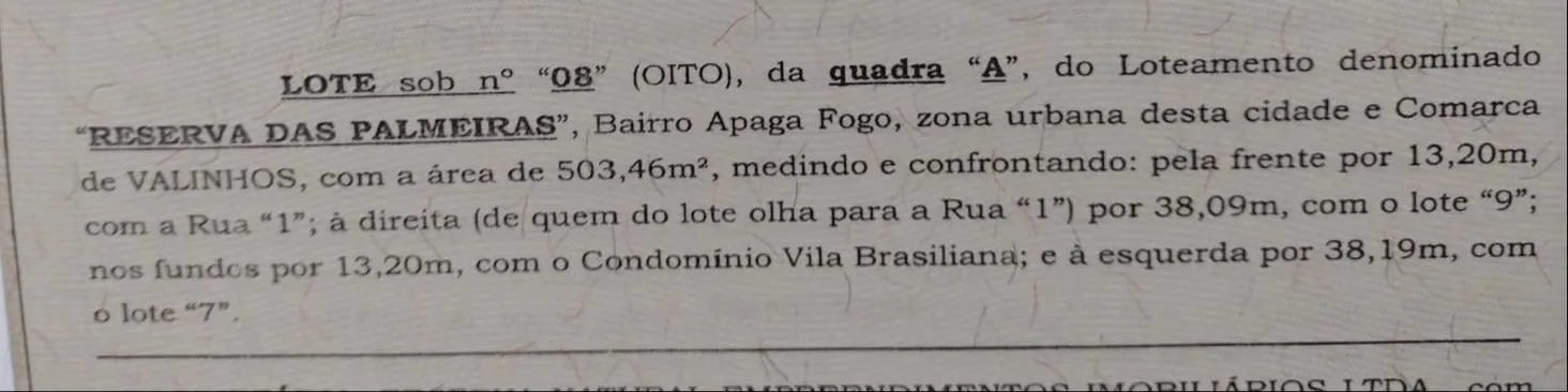 Terreno à venda de 503 m² em Valinhos, SP, Brasil