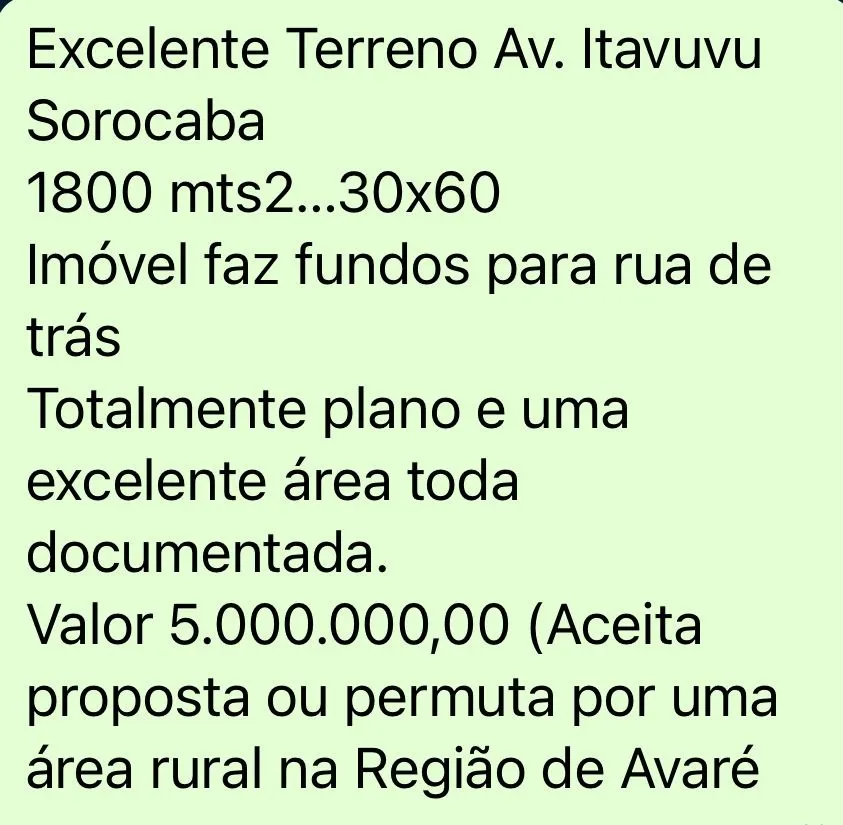 Terreno à venda de 1.800 m² em Sorocaba, SP, Brasil